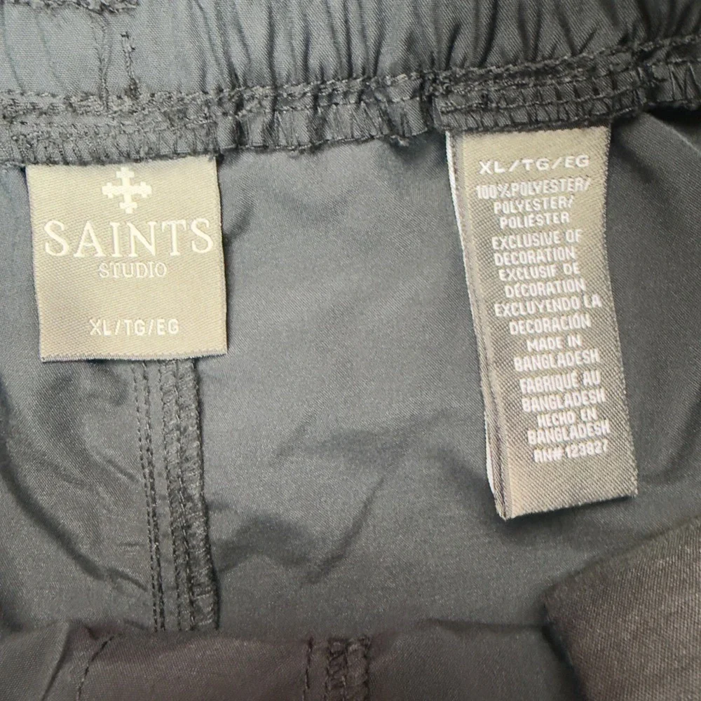 Saints Studio Mens Black Athletic Shorts XL Star Graphic Streetwear Drawstring